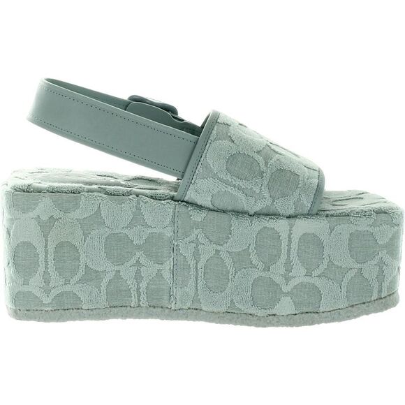 Coach Womens Noelle Blue Leather Terry Cloth Platform Sandals Shoes NWOB - Picture 2 of 4